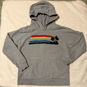Hanna Andersson Gray Hoodie with Rainbow Stripes